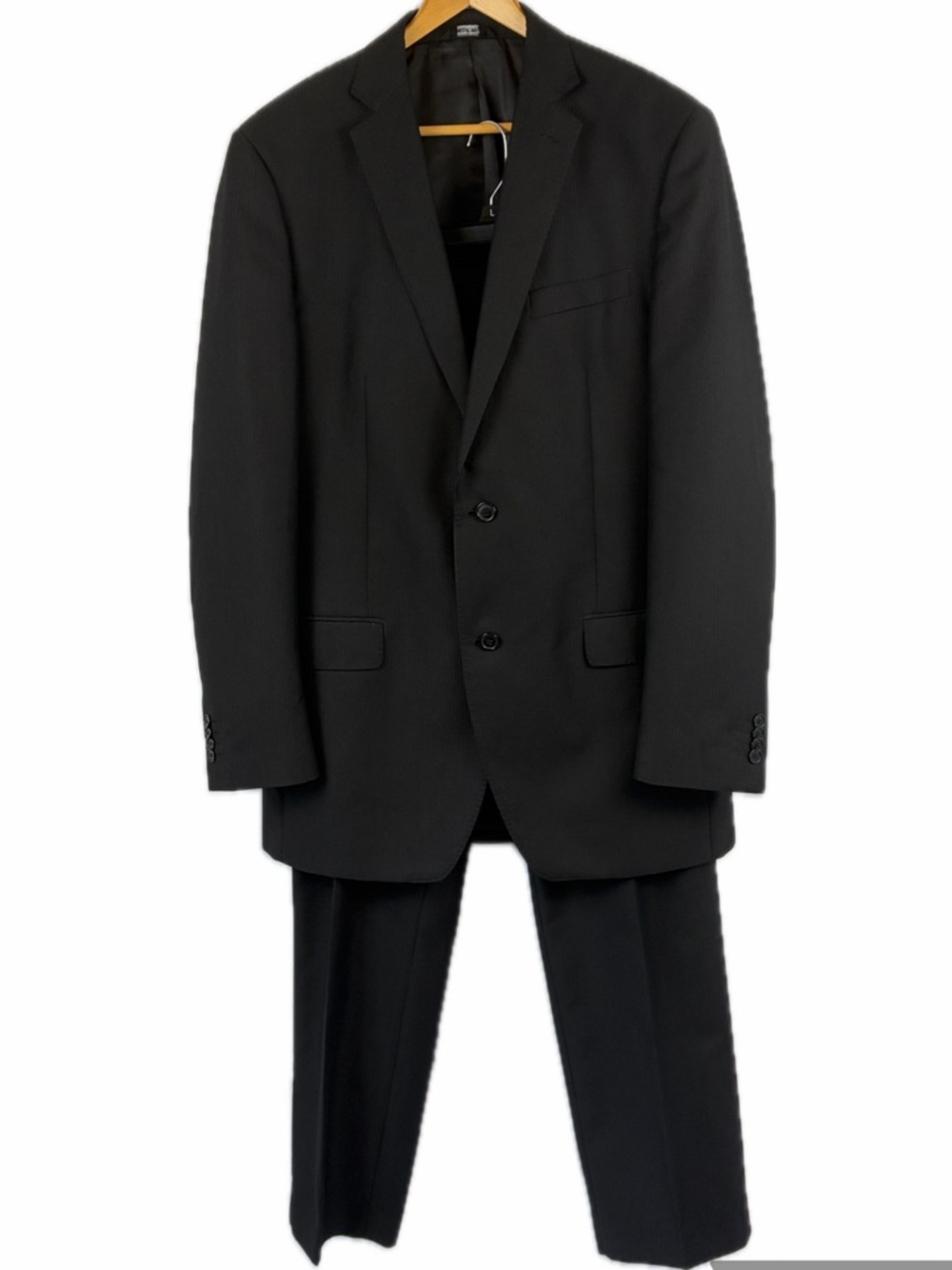 Apt 9 Men’s 2 Piece Slim Suit Size 42L Pants 34/32 Black Pinstripe Classic